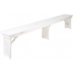 8' x 12" Antique Rustic Solid White Pine Folding Farm Bench with 3 Legs