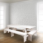 8' x 12" Antique Rustic Solid White Pine Folding Farm Bench with 3 Legs