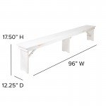 8' x 12" Antique Rustic Solid White Pine Folding Farm Bench with 3 Legs