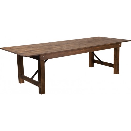 9' x 40" Rectangular Antique Rustic Solid Pine Folding Farm Table