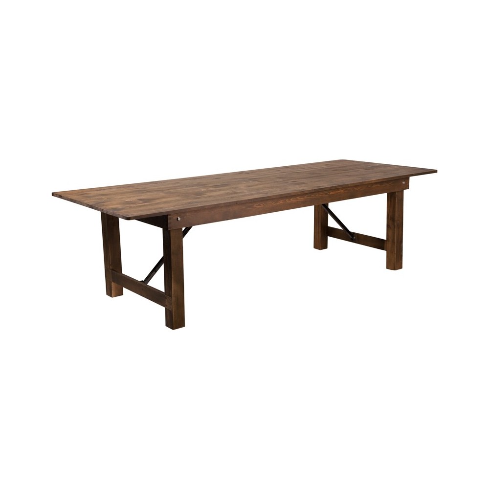 9' x 40" Rectangular Antique Rustic Solid Pine Folding Farm Table