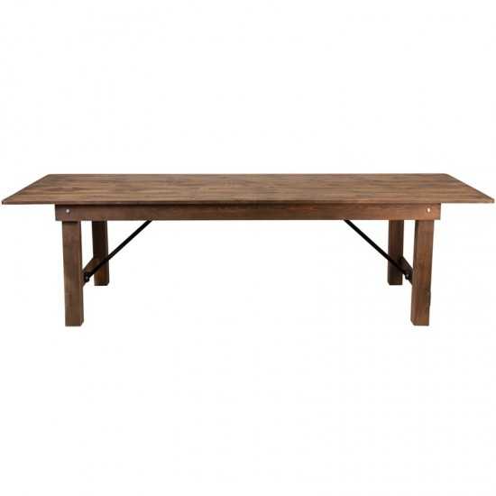 9' x 40" Rectangular Antique Rustic Solid Pine Folding Farm Table