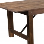 9' x 40" Rectangular Antique Rustic Solid Pine Folding Farm Table