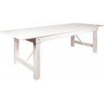 9' x 40" Rectangular Antique Rustic White Solid Pine Folding Farm Table