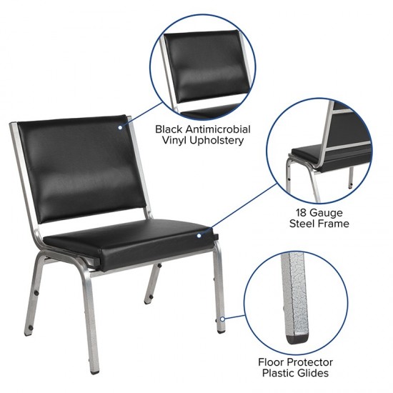 1500 lb. Rated Black Antimicrobial Vinyl Bariatric Medical Reception Chair