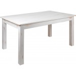 60" x 38" Rectangular Antique Rustic White Solid Pine Farm Dining Table