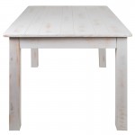 60" x 38" Rectangular Antique Rustic White Solid Pine Farm Dining Table