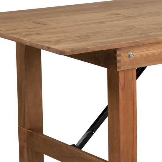 7' x 40" Rectangular Antique Rustic Solid Pine Folding Farm Table