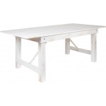 7' x 40" Rectangular Antique Rustic White Solid Pine Folding Farm Table