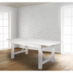 7' x 40" Rectangular Antique Rustic White Solid Pine Folding Farm Table