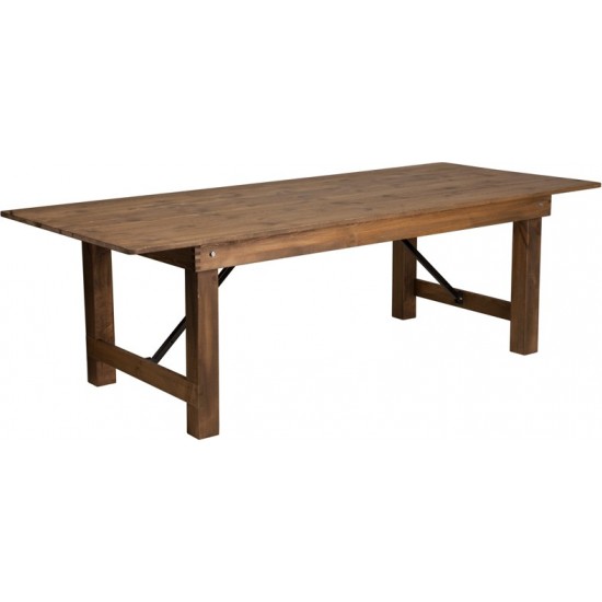 8' x 40" Rectangular Antique Rustic Solid Pine Folding Farm Table