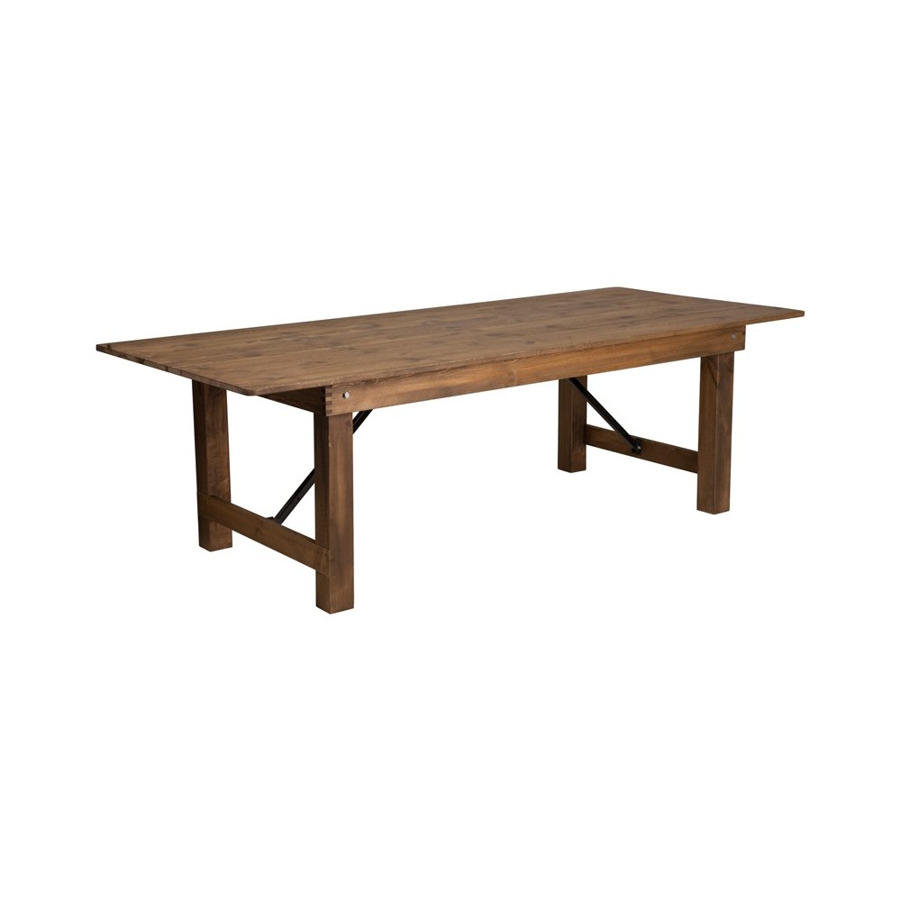 8' x 40" Rectangular Antique Rustic Solid Pine Folding Farm Table