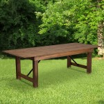 8' x 40" Rectangular Antique Rustic Solid Pine Folding Farm Table