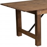 8' x 40" Rectangular Antique Rustic Solid Pine Folding Farm Table