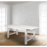 8' x 40" Rectangular Antique Rustic White Solid Pine Folding Farm Table