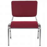 1500 lb. Rated Burgundy Antimicrobial Fabric Bariatric Medical Reception Chair with 3/4 Panel Back