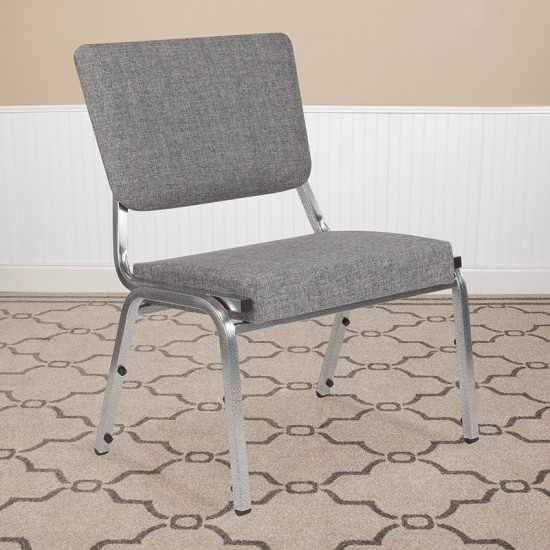 1500 lb. Rated Gray Antimicrobial Fabric Bariatric Medical Reception Chair with 3/4 Panel Back