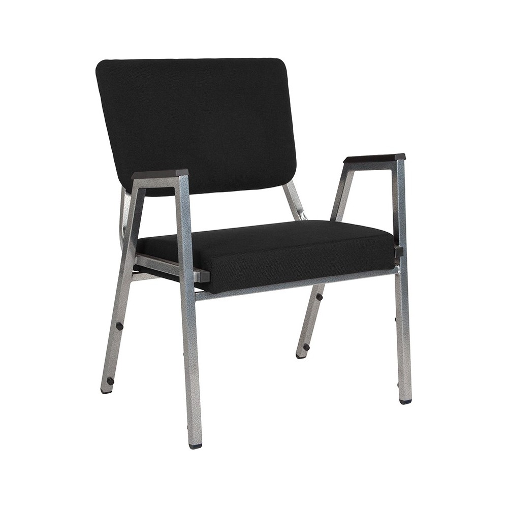 1500 lb. Rated Black Antimicrobial Fabric Bariatric Medical Reception Arm Chair with 3/4 Panel Back