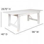 8' x 40" Antique Rustic White Folding Farm Table and Two Bench Set