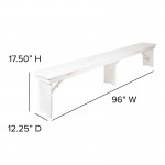 8' x 40" Antique Rustic White Folding Farm Table and Two Bench Set
