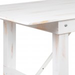 8' x 40" Antique Rustic White Folding Farm Table and Two Bench Set