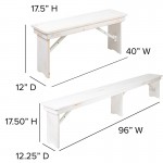 8' x 40" Antique Rustic White Folding Farm Table and Four Bench Set