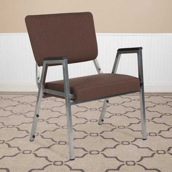 1500 lb. Rated Brown Antimicrobial Fabric Bariatric Medical Reception Arm Chair with 3/4 Panel Back