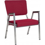 1500 lb. Rated Burgundy Antimicrobial Fabric Bariatric Medical Reception Arm Chair with 3/4 Panel Back