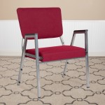 1500 lb. Rated Burgundy Antimicrobial Fabric Bariatric Medical Reception Arm Chair with 3/4 Panel Back