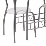 Sutton 3 Piece Space-Saver Bistro Set with White Glass Top Table and White Vinyl Padded Chairs