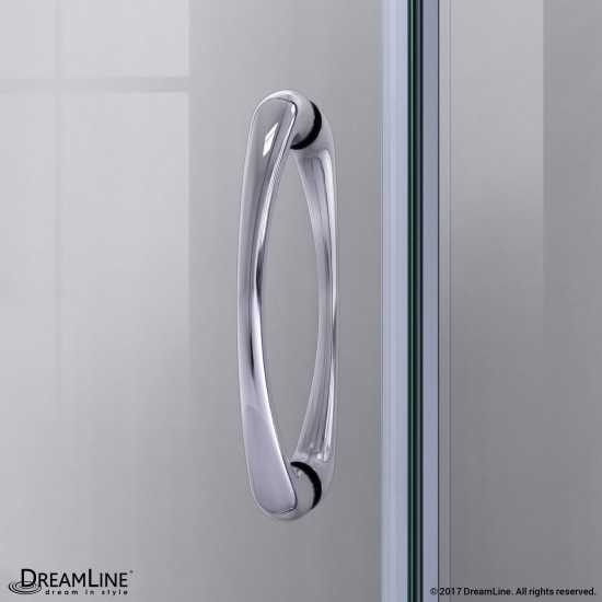 Prime 33 in. x 76 3/4 in. Semi-Frameless Clear Glass Sliding Shower Enclosure in Chrome with White Base and Backwalls