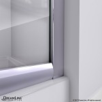 Prime 33 in. x 76 3/4 in. Semi-Frameless Frosted Glass Sliding Shower Enclosure in Chrome with White Base and Backwalls