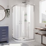 Prime 36 in. x 76 3/4 in. Semi-Frameless Clear Glass Sliding Shower Enclosure in Chrome with White Base and Backwalls