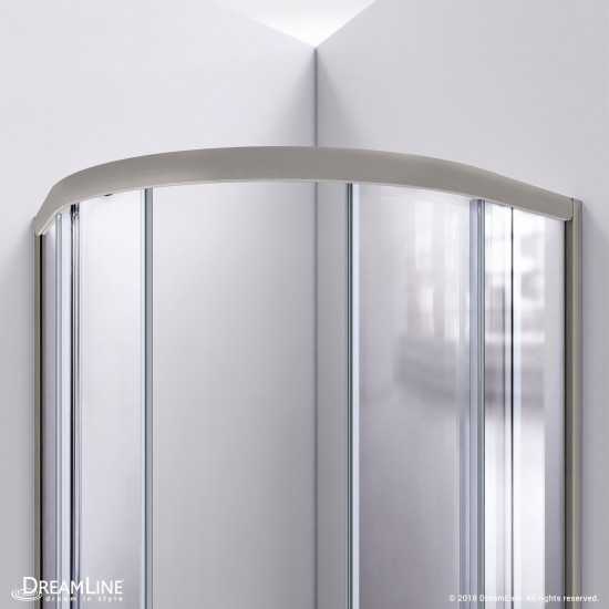 Prime 36 in. x 76 3/4 in. Semi-Frameless Clear Glass Sliding Shower Enclosure in Brushed Nickel with Base and Backwalls