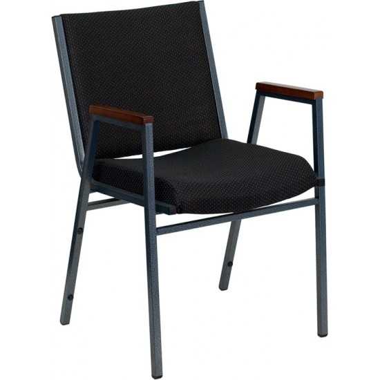 Heavy Duty Black Dot Fabric Stack Chair with Arms