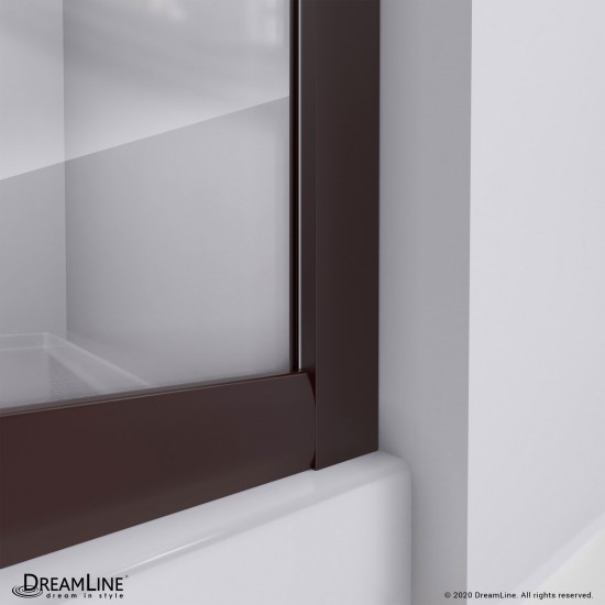 Prime 38 in. x 76 3/4 in. Semi-Frameless Clear Glass Sliding Shower Enclosure in Oil Rubbed Bronze, Base and Backwalls