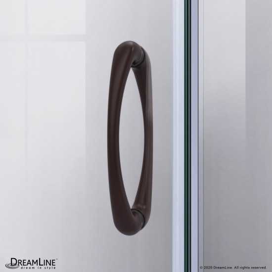 Prime 38 in. x 76 3/4 in. Semi-Frameless Clear Glass Sliding Shower Enclosure in Oil Rubbed Bronze, Base and Backwalls