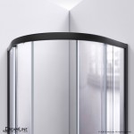 Prime 38 in. x 76 3/4 in. Semi-Frameless Clear Glass Sliding Shower Enclosure in Satin Black with Base and Backwalls