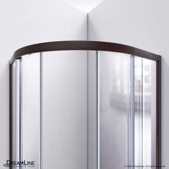 Prime 38 in. x 76 3/4 in. Semi-Frameless Frosted Glass Sliding Shower Enclosure in Oil Rubbed Bronze, Base and Backwall