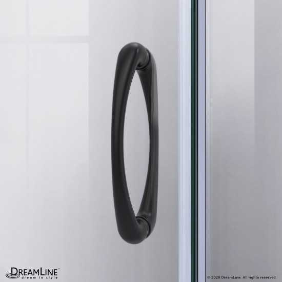 Prime 38 in. x 76 3/4 in. Semi-Frameless Frosted Glass Sliding Shower Enclosure in Satin Black with Base and Backwall