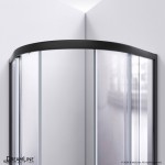 Prime 33 in. x 76 3/4 in. Semi-Frameless Clear Glass Sliding Shower Enclosure in Satin Black with Base and Backwalls