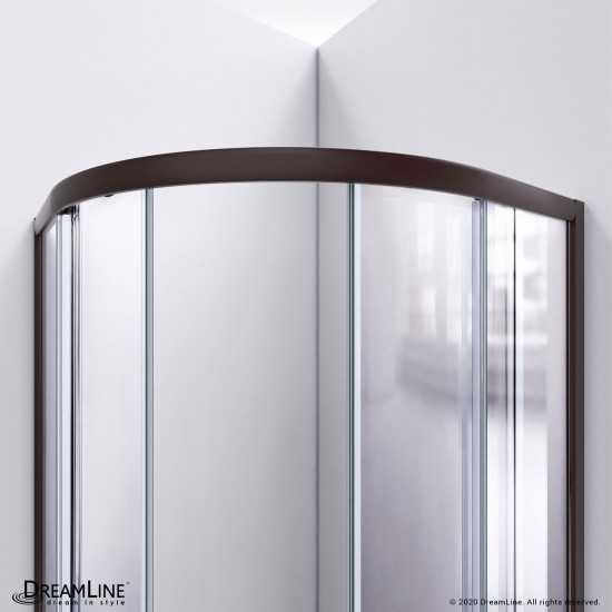 Prime 33 in. x 76 3/4 in. Semi-Frameless Frosted Glass Sliding Shower Enclosure in Oil Rubbed Bronze, Base and Backwall