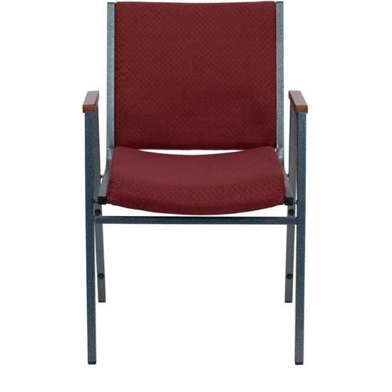 Heavy Duty Burgundy Patterned Fabric Stack Chair with Arms