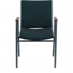 Heavy Duty Green Patterned Fabric Stack Chair with Arms