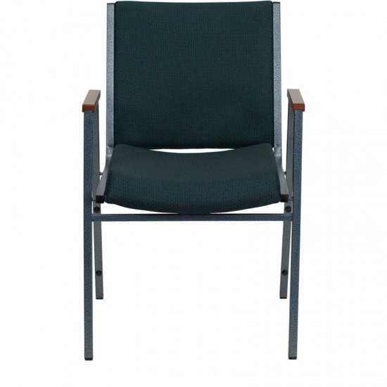 Heavy Duty Green Patterned Fabric Stack Chair with Arms