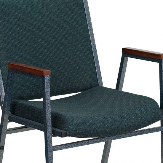 Heavy Duty Green Patterned Fabric Stack Chair with Arms