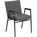 Heavy Duty Gray Fabric Stack Chair with Arms