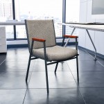 Heavy Duty Gray Fabric Stack Chair with Arms