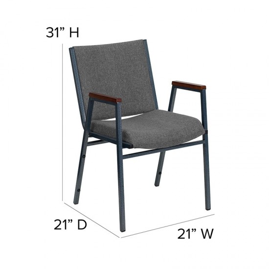 Heavy Duty Gray Fabric Stack Chair with Arms