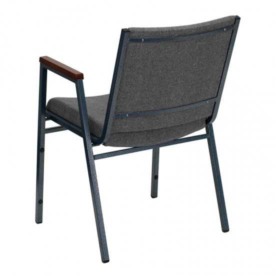 Heavy Duty Gray Fabric Stack Chair with Arms